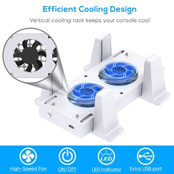 για Xbox Series S Cooling Fan Console Κάθετη βάση βάσης Εξωτερικό ψυγείο 2 θύρες USB Ανεμιστήρες 3 ταχύτητες για Xbox Series S Console