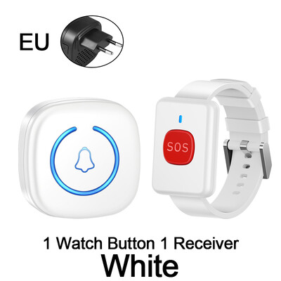 Bezvadu pulksteņa poga Peidžeris avārijas SOS Paramedicīnas peidžeris 60 dziesmu ārkārtas zvana poga bērniem gados vecākiem pacientiem.