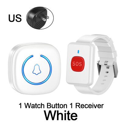 Bezvadu pulksteņa poga Peidžeris avārijas SOS Paramedicīnas peidžeris 60 dziesmu ārkārtas zvana poga bērniem gados vecākiem pacientiem.