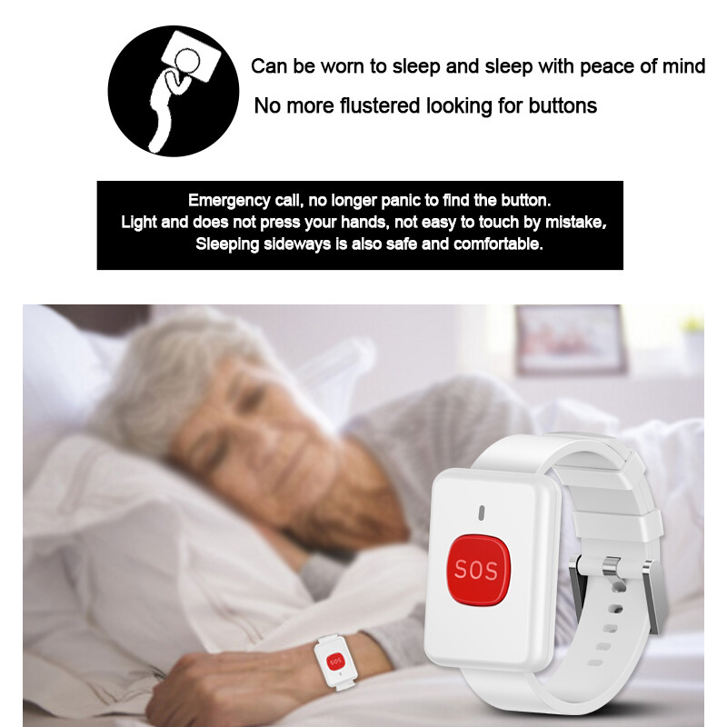 Bezvadu pulksteņa poga Peidžeris avārijas SOS Paramedicīnas peidžeris 60 dziesmu ārkārtas zvana poga bērniem gados vecākiem pacientiem.