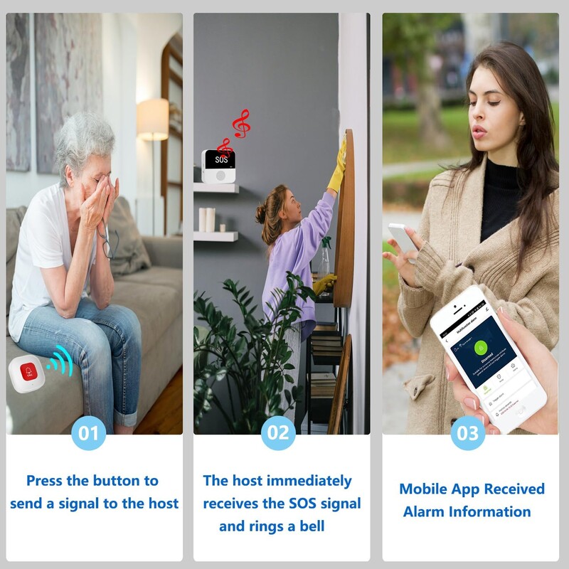 Juhtmevaba WiFi eakate hooldaja piipar SOS-kõne nupp hädaabi SOS meditsiiniline hoiatussüsteem eakatele patsientidele eakatele kodus