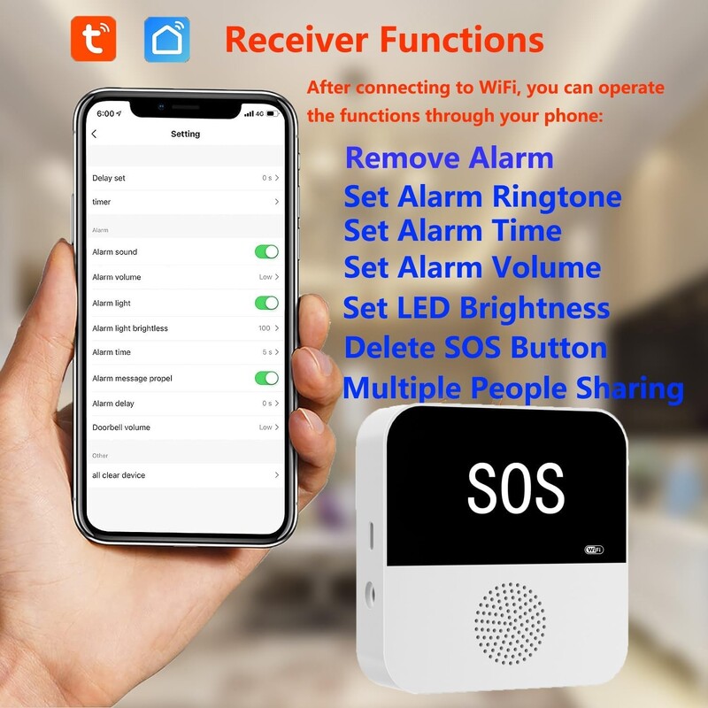 Juhtmevaba WiFi eakate hooldaja piipar SOS-kõne nupp hädaabi SOS meditsiiniline hoiatussüsteem eakatele patsientidele eakatele kodus