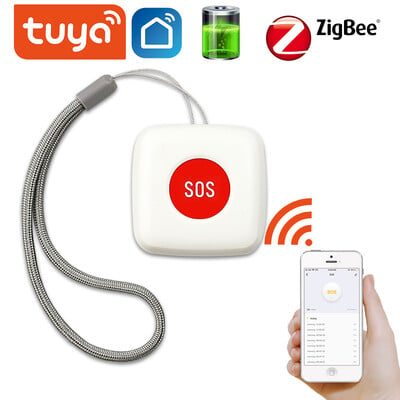 TUYA ZigBee SOS-nupu anduri alarm Eakate alarm Veekindel hädaabi alarmi lüliti Töötage Tuya Zigbee jaoturiga Smartlife App