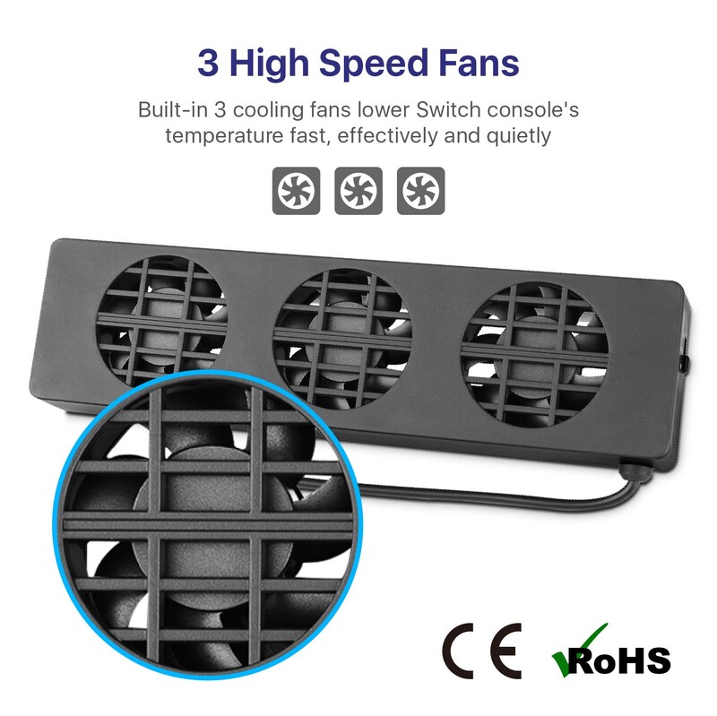 Ventilator de răcire pentru Nintendo Switch NS Stand original pentru consola de jocuri Dock Cooler cu ventilator de răcire USB cu 3 ventilatoare pentru Nintendo Switch