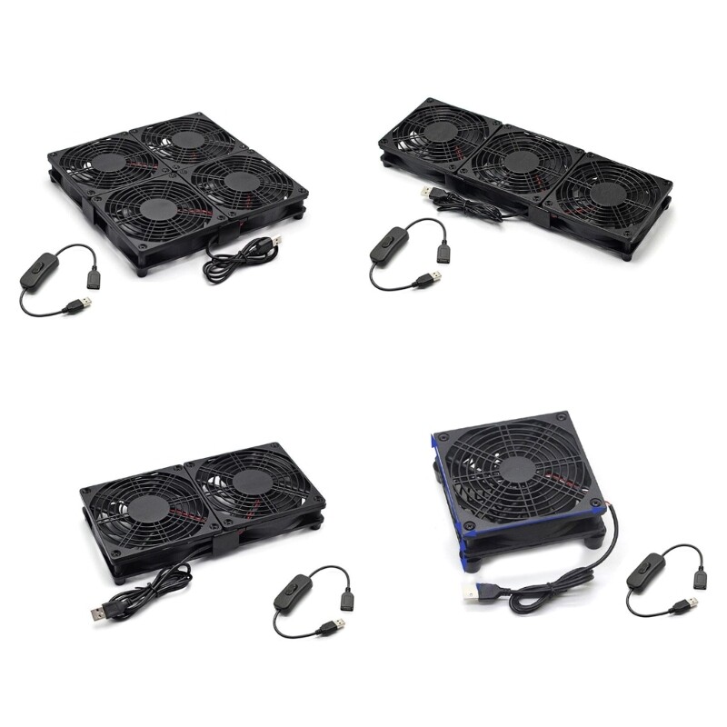 Tõhus 120 mm USB-ventilaator koos alusega ruuterite, võrguserveriprojektide ja sülearvuti jahutamiseks