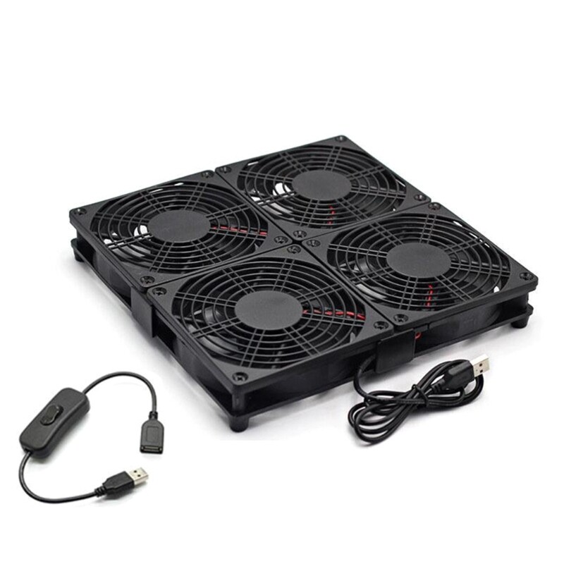 Tõhus 120 mm USB-ventilaator koos alusega ruuterite, võrguserveriprojektide ja sülearvuti jahutamiseks