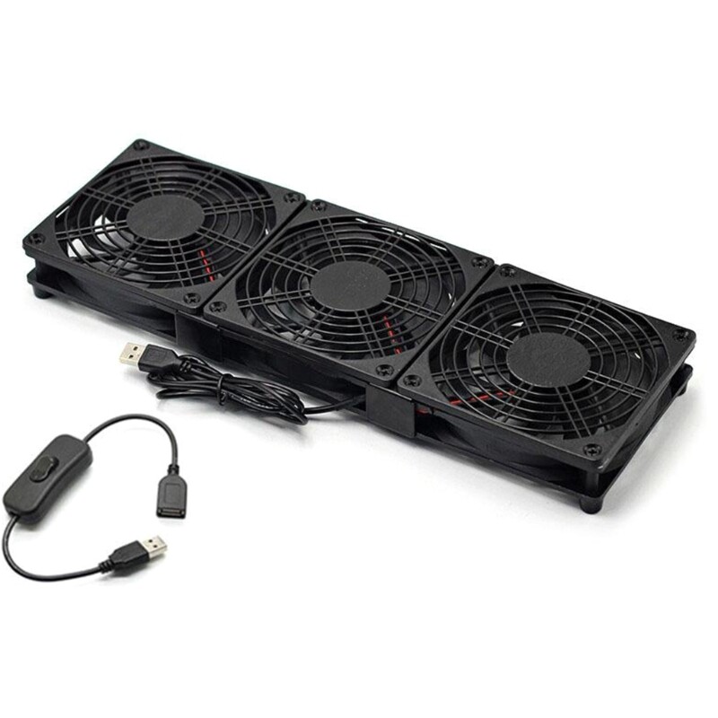 Tõhus 120 mm USB-ventilaator koos alusega ruuterite, võrguserveriprojektide ja sülearvuti jahutamiseks