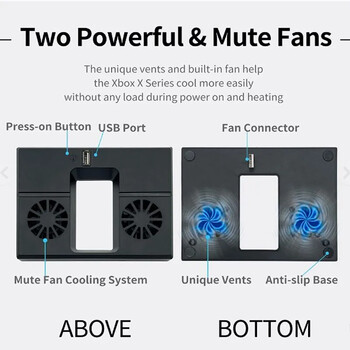 Για κονσόλα Xbox Series X Cooling Fan Dock Station Λεπτή κατακόρυφη βάση Πλευρά καλοριφέρ κεντρικού υπολογιστή Usb Game Cooler για κονσόλα παιχνιδιών Xbox