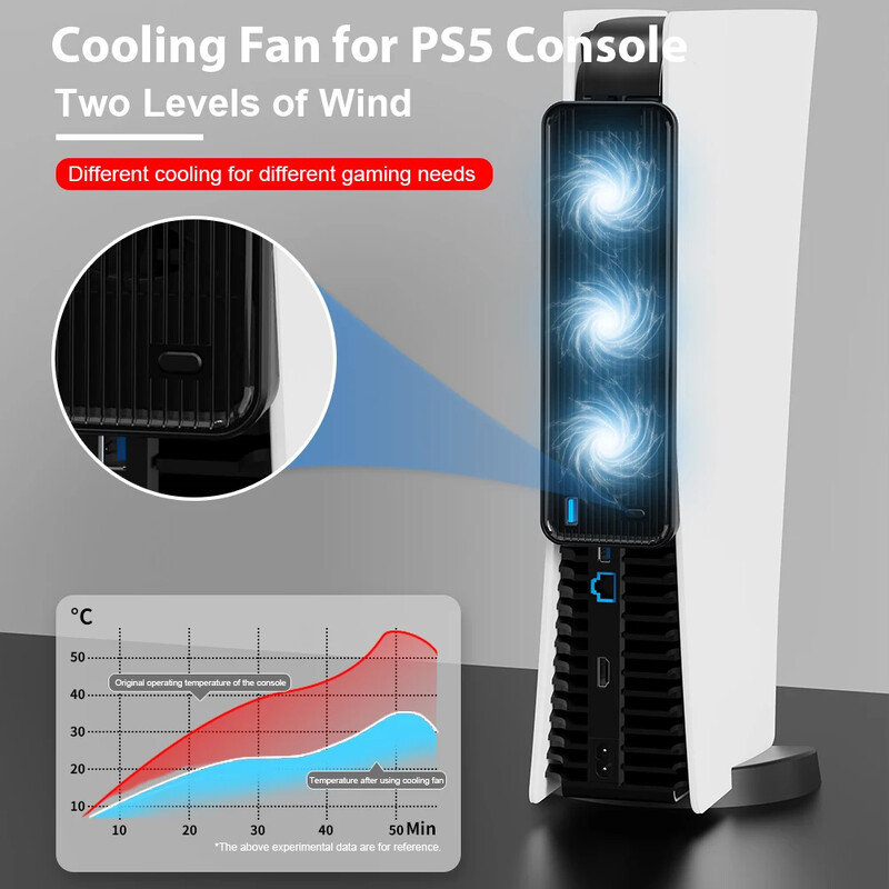 Pentru consola PS5 Ventilator de răcire gazdă extern cu sistem de răcire cu lumină LED Ventilator de răcire silențios pentru Playstation 5 Disc&Digital Edition