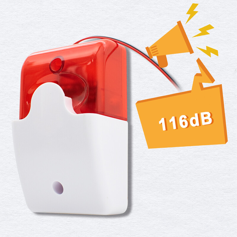 Siseruumides juhtmega häire sireen strobe välklamp DC 12V 24V juhtmega välgu sireen Juhtmega tsooni gsm häiresüsteemi jaoks