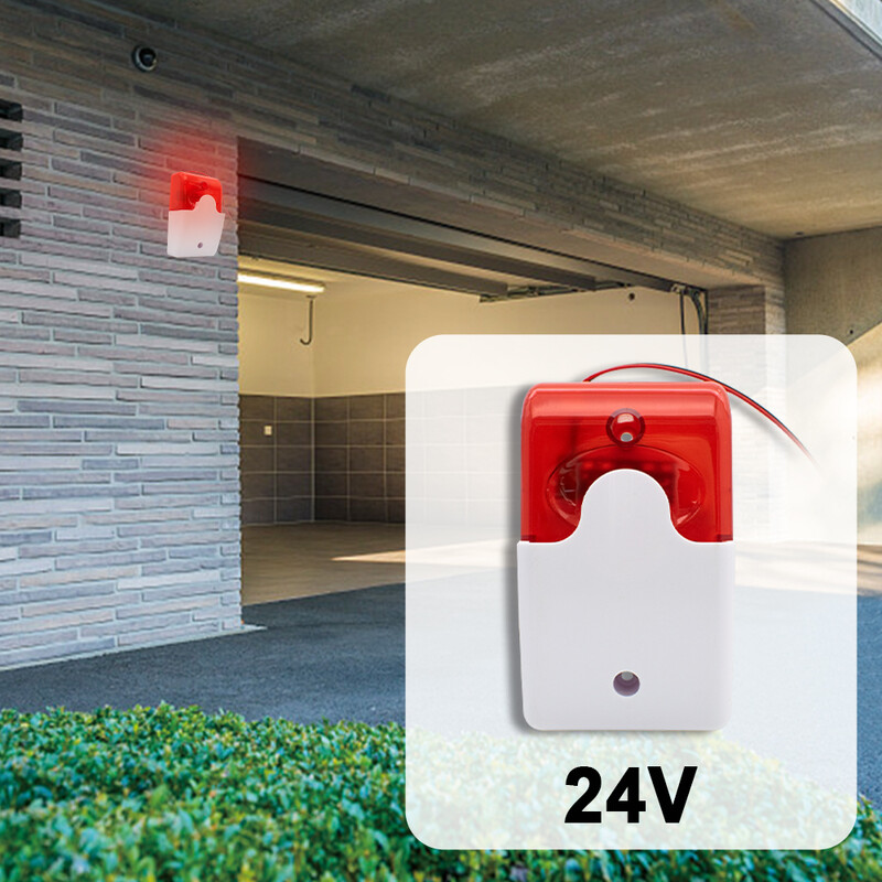 Siseruumides juhtmega häire sireen strobe välklamp DC 12V 24V juhtmega välgu sireen Juhtmega tsooni gsm häiresüsteemi jaoks