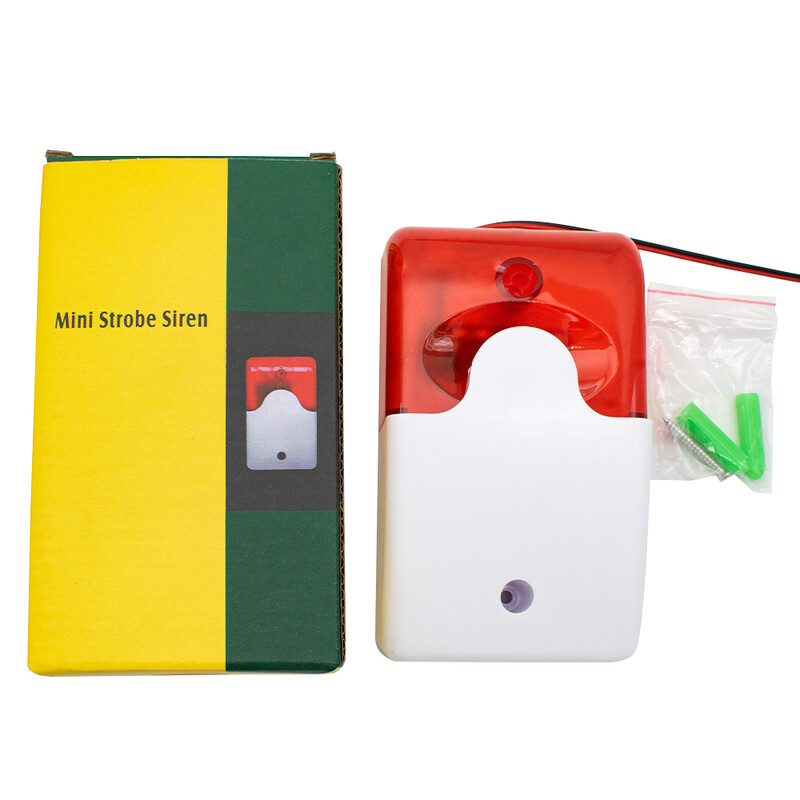 Siseruumides juhtmega häire sireen strobe välklamp DC 12V 24V juhtmega välgu sireen Juhtmega tsooni gsm häiresüsteemi jaoks