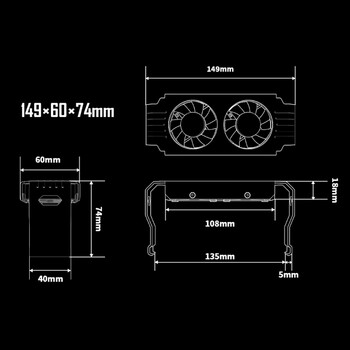 RAM Cooling Fan 4Pin PWM/5V 3Pin ARGB PC Memory Cooling Radiator 1000-4500+RPM with Dual Fan 120mm for DDR4 DDR5 Cooling