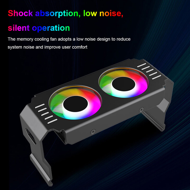RAM dzesēšanas ventilators 4Pin PWM/5V 3Pin ARGB PC atmiņas dzesēšanas radiators 1000-4500+RPM ar dubultu 120mm ventilatoru DDR4 DDR5 dzesēšanai