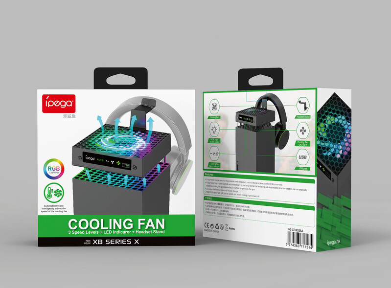 IPEGA dzesēšanas ventilators priekš Xbox Series X ar automātisku ātruma regulēšanu, augstas veiktspējas dzesēšanu, zemu trokšņu līmeni PG-XBX026A