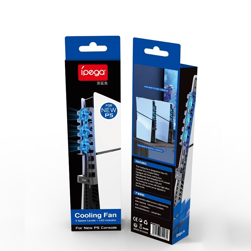 Ipega dzesēšanas ventilators PS5 Slim Disc & Digital Console 3 līmeņu ventilators ar zilu apkārtējās gaismas efektīvas dzesēšanas sistēmas piederumiem