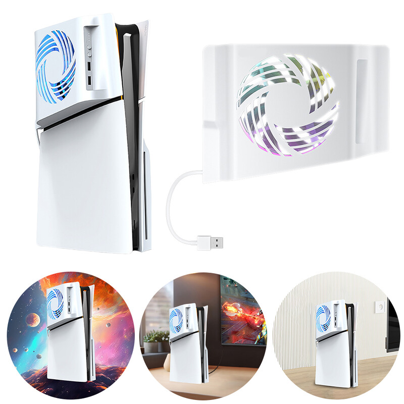 Ventilator za hlađenje s RGB svjetlom Ventilator za hlađenje s bočne strane Vanjski ventilator za hlađenje za PS5 Slim Dodaci za PlayStation 5 Slim konzolu