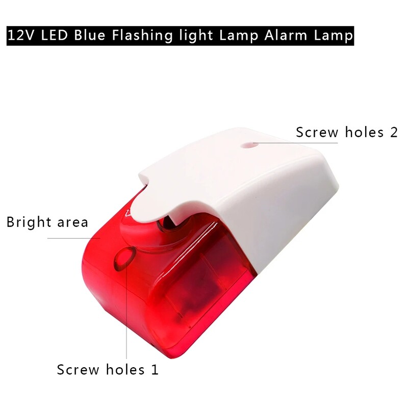 120 DB välklamp LED-valguslamp, juhtmega sireen, 12 V / 24 V, töötab WiFi jaoks GSM PSTN koduvalve häälvarguse signalisatsioonisüsteem