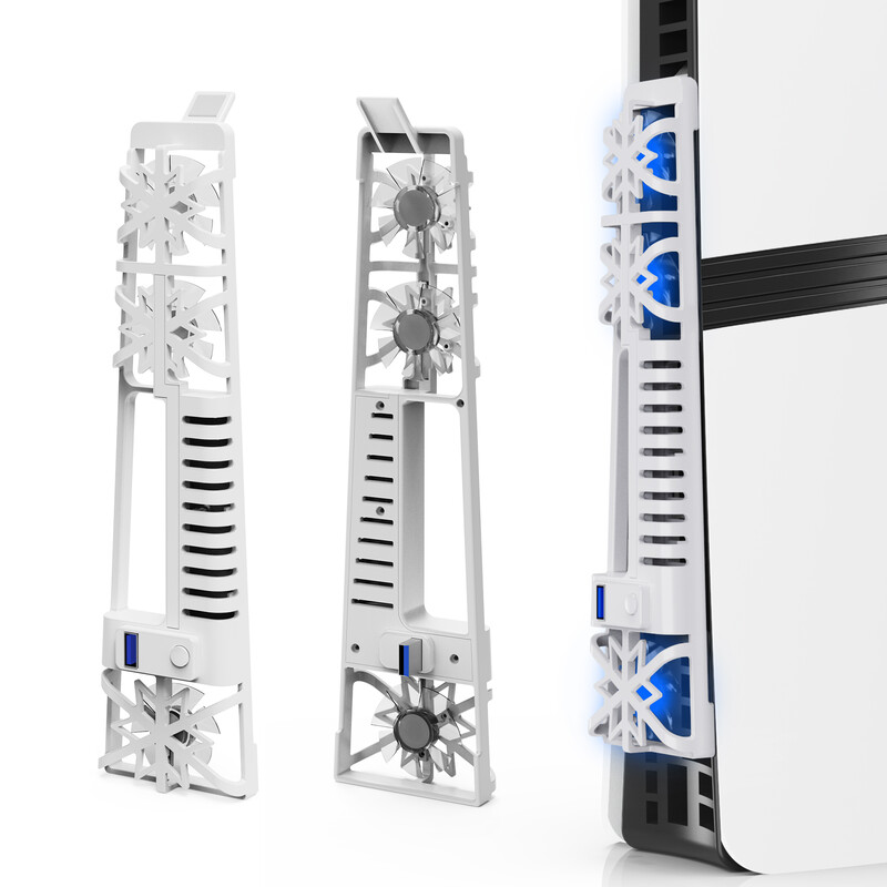 Foršs spēļu klusais ventilators P5175, kas paredzēts PS5 Slim ar daudzkrāsu RGB krāsainas gaismas režīmu un 3 lampas ar turbokompresoru