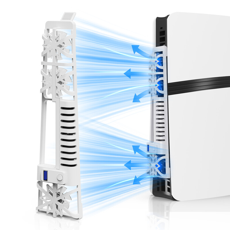 Foršs spēļu klusais ventilators P5175, kas paredzēts PS5 Slim ar daudzkrāsu RGB krāsainas gaismas režīmu un 3 lampas ar turbokompresoru