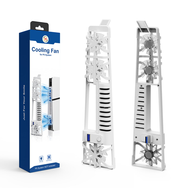 Foršs spēļu klusais ventilators P5175, kas paredzēts PS5 Slim ar daudzkrāsu RGB krāsainas gaismas režīmu un 3 lampas ar turbokompresoru