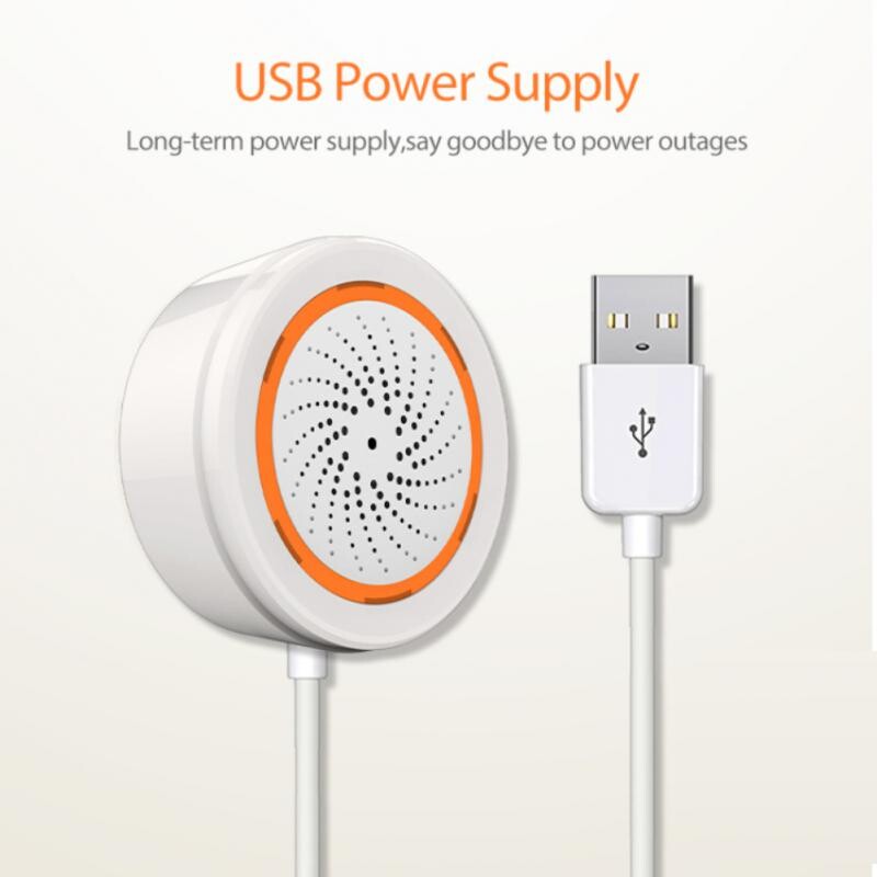 Tuya Smart Siren Аларма за домашна сигурност с Strobe Alerts Поддържа USB кабел Power UP Работи с TUYA Smart Hub Siren
