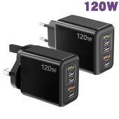 Supercharge USB Type C kabelis QC3.0 120W PD Super ātrs lādētājs priekš Samsung iPhone Xiaomi Huawei universāls 5 portu ātrais lādētājs