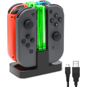 Nintend Switch 4 Controller Charger LED Indicator Charging Dock Station за Nitendo Switch Nintendoswitch NS OLED аксесоари