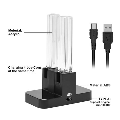 Nintend Switch 4 Controller Charger LED Indicator Charging Dock Station за Nitendo Switch Nintendoswitch NS OLED аксесоари