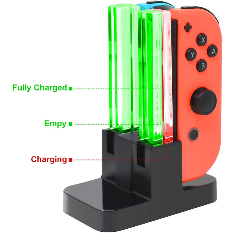 Nintend Switch 4 Controller Charger LED Indicator Charging Dock Station за Nitendo Switch Nintendoswitch NS OLED аксесоари