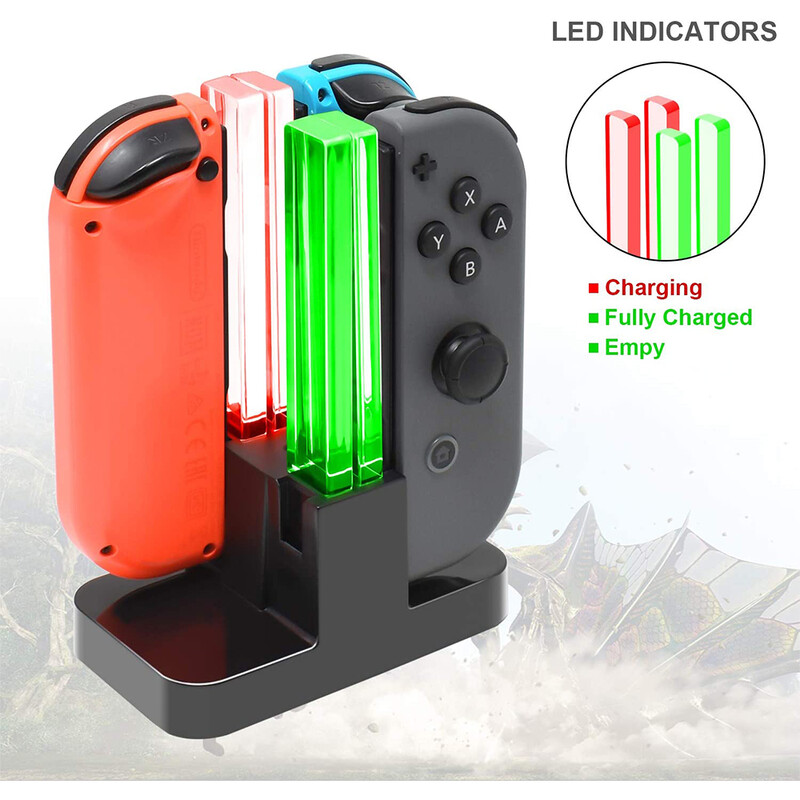 Nintend Switch 4 Controller Charger LED Indicator Charging Dock Station за Nitendo Switch Nintendoswitch NS OLED аксесоари