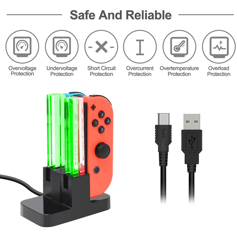 Nintend Switch 4 Controller Charger LED Indicator Charging Dock Station за Nitendo Switch Nintendoswitch NS OLED аксесоари