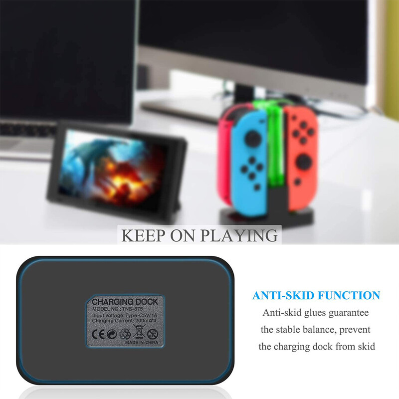 Nintend Switch 4 Controller Charger LED Indicator Charging Dock Station за Nitendo Switch Nintendoswitch NS OLED аксесоари