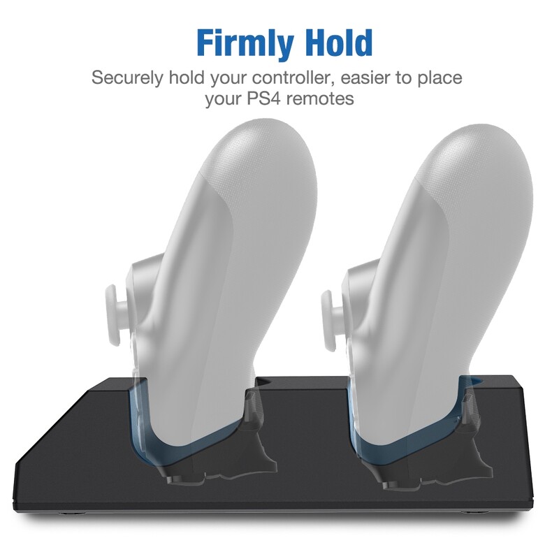 Divu kontrolieru lādētājs PS4 ar 4 uzlādes mikro USB sargspraudņiem Ātrās uzlādes dokstacija Playstation 4/PS4 Slim/PS4 Pro