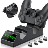 Stație de andocare pentru controler PS4 cu 4 dongle Micro USB Încărcător pentru controler rapid dublu pentru Playstation 4/PS4 Slim/PS4 Pro