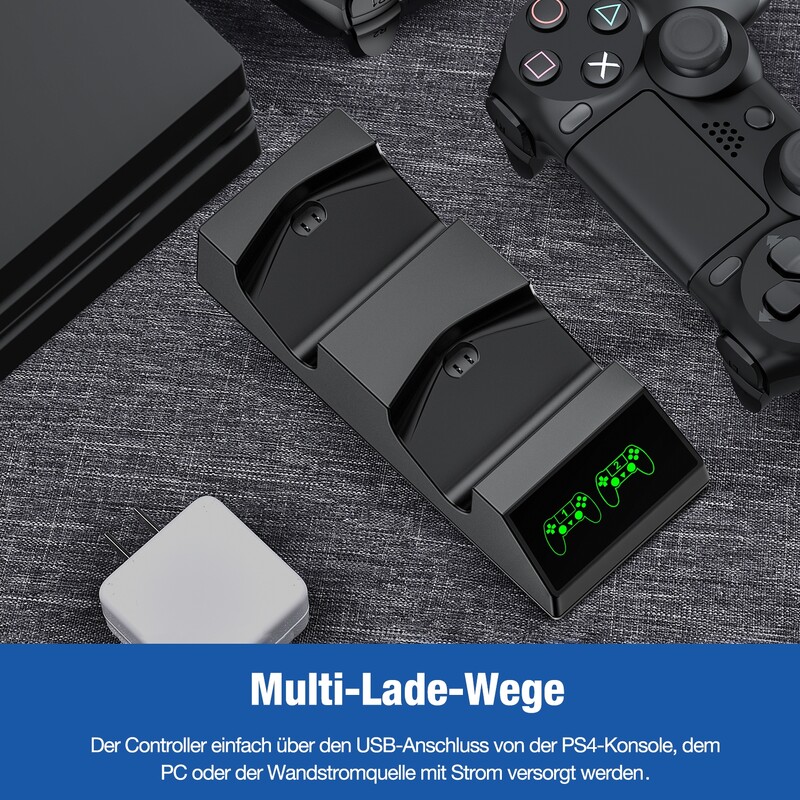 Stație de andocare pentru controler PS4 cu 4 dongle Micro USB Încărcător pentru controler rapid dublu pentru Playstation 4/PS4 Slim/PS4 Pro