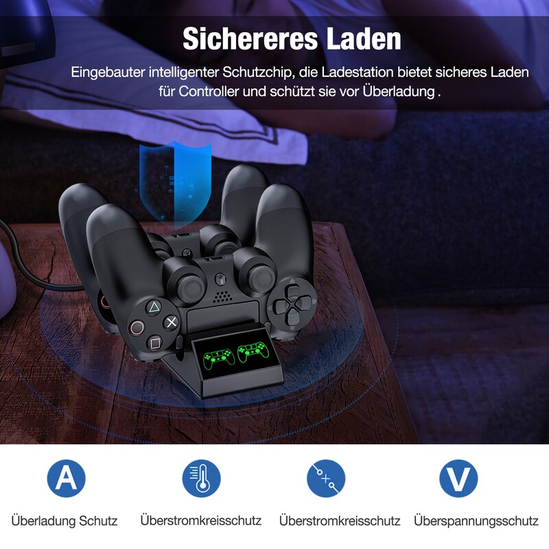 Stație de andocare pentru controler PS4 cu 4 dongle Micro USB Încărcător pentru controler rapid dublu pentru Playstation 4/PS4 Slim/PS4 Pro