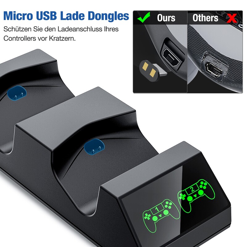 Stație de andocare pentru controler PS4 cu 4 dongle Micro USB Încărcător pentru controler rapid dublu pentru Playstation 4/PS4 Slim/PS4 Pro