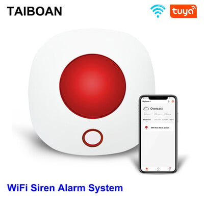 TAIBOAN Smart WIFI 110dB Звук Светлинна аларма Сирена TUYA Безопасна защита Сирена Строб светлинен сензор Домашна аларма Охранителна система