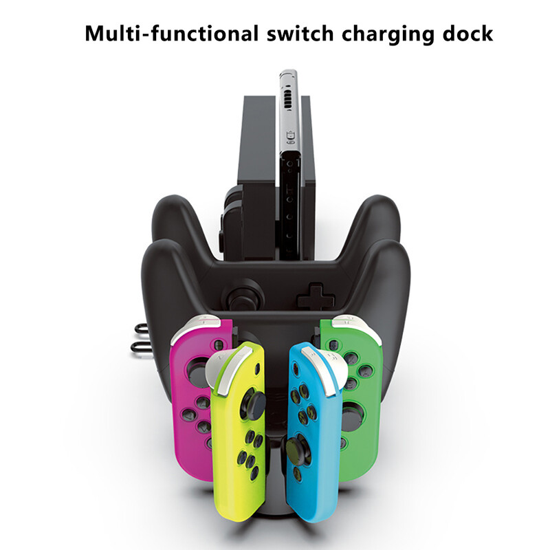 6 в 1 контролер зарядно докинг станция за Nintendo Switch 4 Joypad 2 Pro контролери USB 2.0 стойка за зареждане Аксесоари за игри