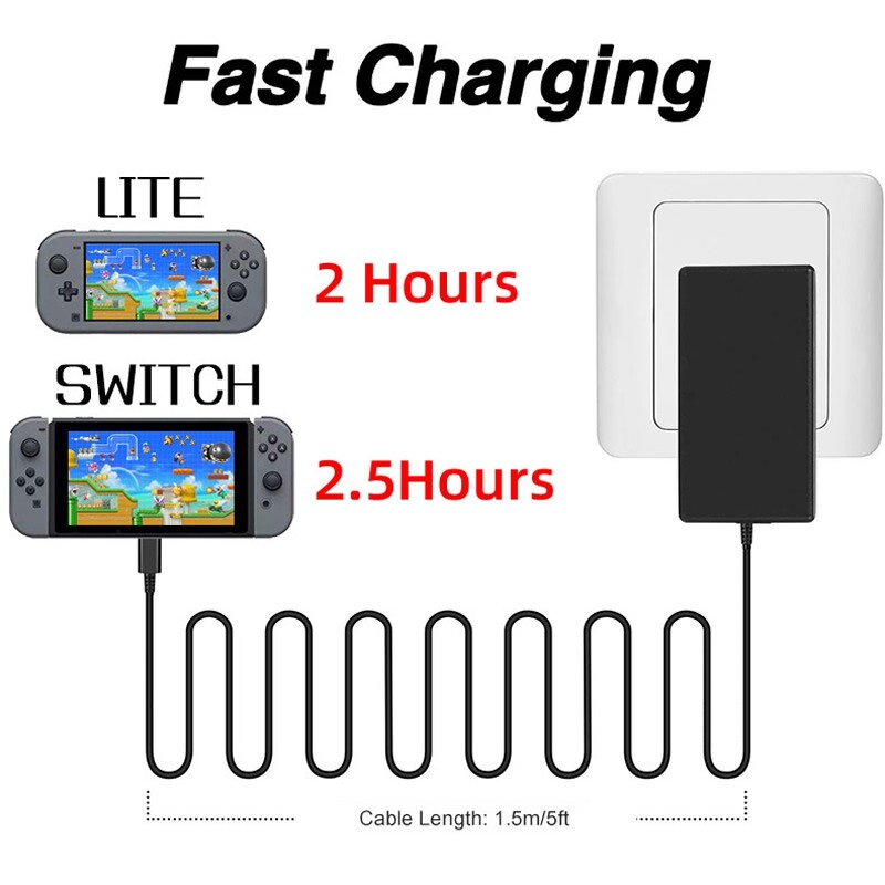 GILGOTT EU/US/UK Spraudnis maiņstrāvas adaptera lādētājs Nintendo Switch OLED Travel Charging Type C USB barošanas avots priekš Nintend Switch