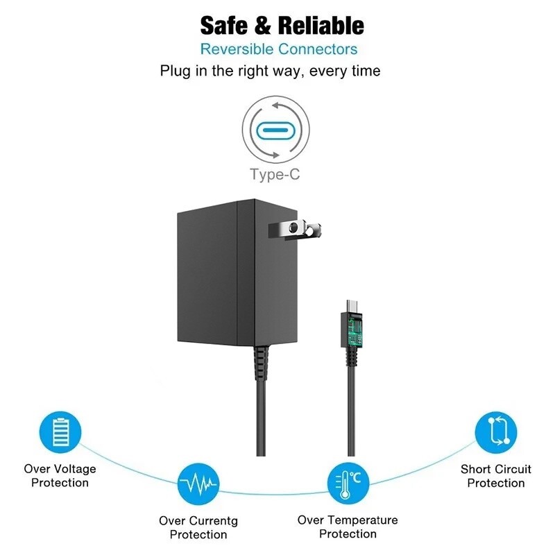GILGOTT EU/US/UK Spraudnis maiņstrāvas adaptera lādētājs Nintendo Switch OLED Travel Charging Type C USB barošanas avots priekš Nintend Switch