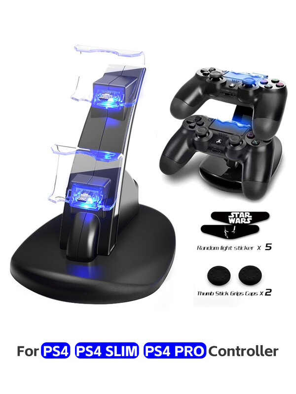 DATA FROG kontroliera lādētājs PlayStation 4 LED Dual USB uzlādes dokstacijai Dualshock 4/PS4 Slim Pro spēļu kontrolierim