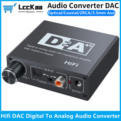 HIFI Цифрово-аналогов аудио конвертор Декодер 32-192KHz DAC усилвател 3,5 mm AUX 2RCA усилвател Аудио Toslink Оптичен коаксиален изход