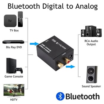 Bluetooth ψηφιακό σε αναλογικό μετατροπέα ήχου Οπτική ίνα Toslink ομοαξονικό σήμα σε αποκωδικοποιητής ήχου RCA R/L Μετατροπή ινών