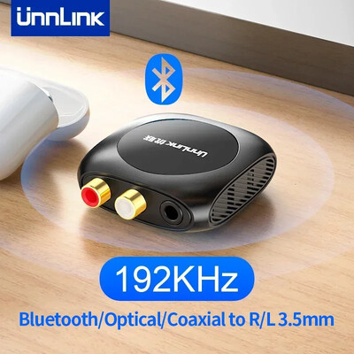 Unnlink Цифрово-аналогов аудио DAC конвертор Bluetooth 5.0 Spdif Optical Toslink Коаксиален до 3,5 mm Aux 2RCA декодер приемник