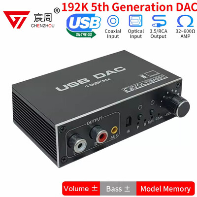 192KHz HiFi аудио декодер DAC Дистанционно управление Телевизор Оптичен коаксиален USB OTG Усилвател за слушалки Цифрово-аналогов преобразувател Адаптер