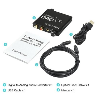 192KHz/24Bit DAC digitalno-analogni audio konverter Digitalni SPDIF optički Toslink koaksijalni u analogni stereo L/R RCA i 3,5 mm utičnica