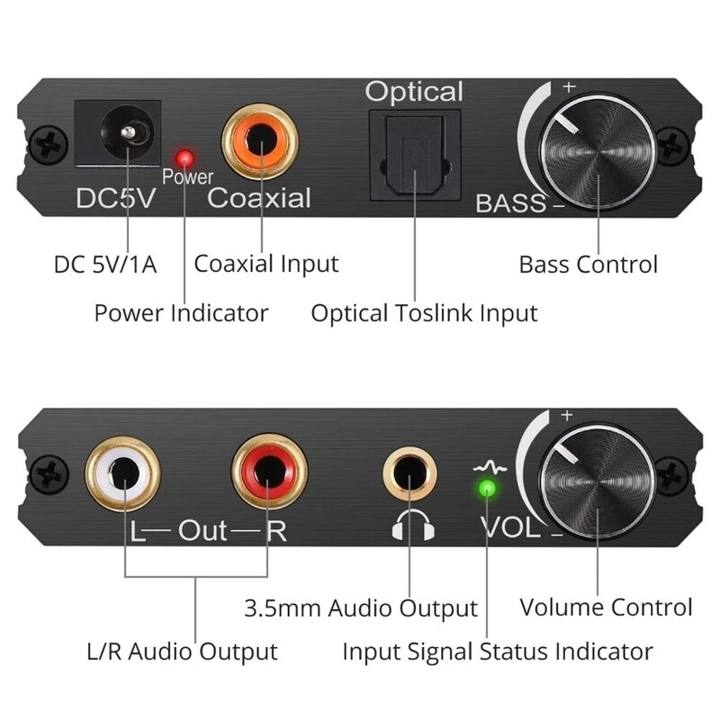 192KHz/24Bit DAC digitalno-analogni audio konverter Digitalni SPDIF optički Toslink koaksijalni u analogni stereo L/R RCA i 3,5 mm utičnica