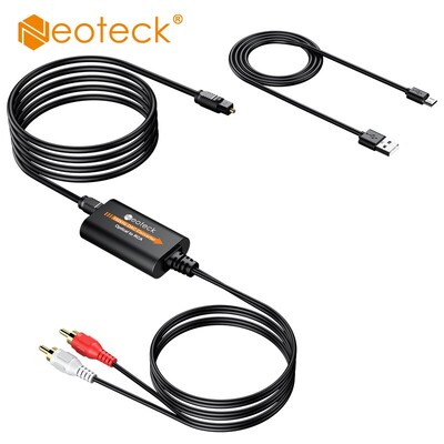 Neoteck 192kHz цифров към аналогов аудио конвертор, оптичен Toslink към RCA аудио адаптер, мъжки конектор, DAC конвертор